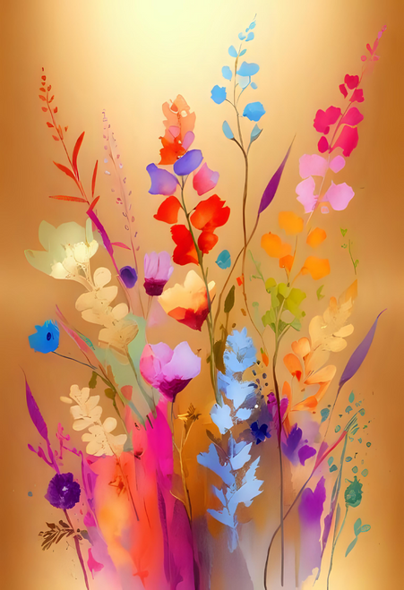 Floral watercolour Pattern on rose gold p1 Poster Canvas Movie Film Print A0 A1
