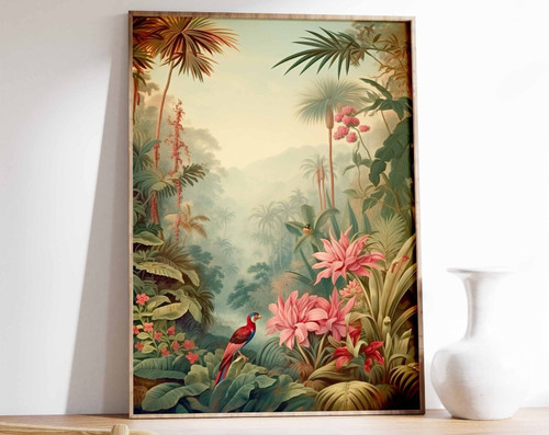 4_Vintage Botanical Print, Tropical Floral Poster, Henri Rousseau Floral Art, Fl