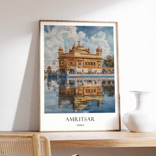 1_Amritsar Poster, Home Decor, Travel Art, Indian Wall Art, India Travel Poster,