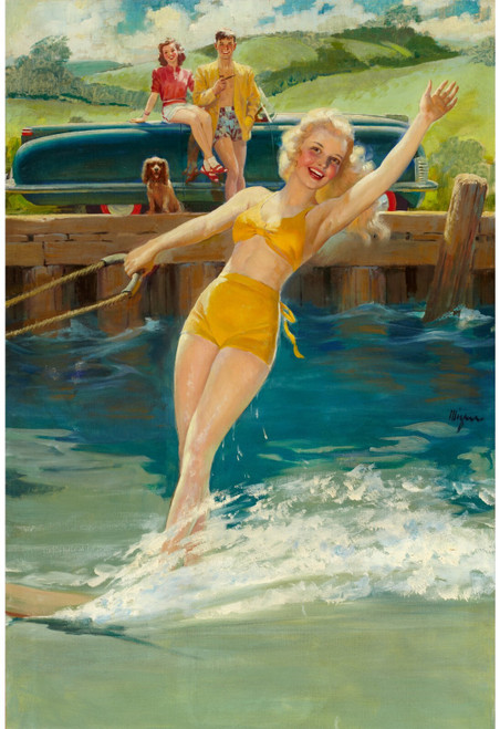 PinUp Girl - FREDERIC KIMBALL MIZEN The Water Skier Poster Canvas Movie Film Pr