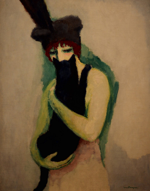 kees-van-dongen---woman-with-cat--bez ramki Poster Canvas Movie Film Print A0 A1