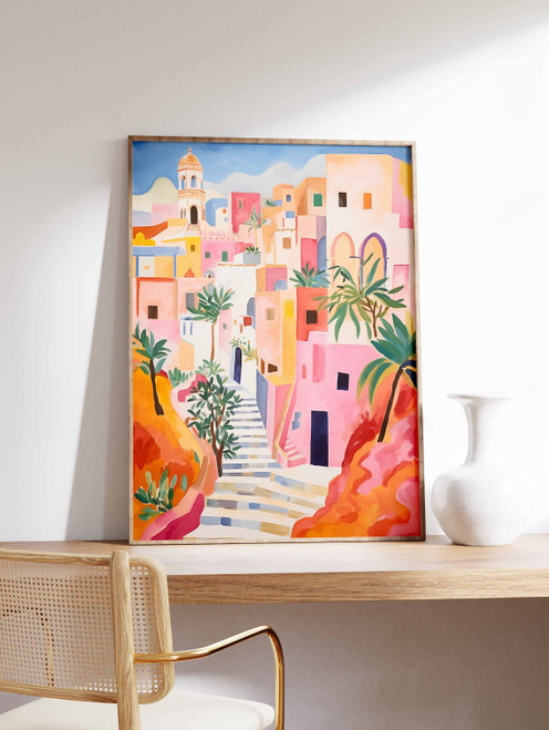 1_Algeria Travel Print, Algerian Floral Poster, Islamic Wall Art, Folk Art Poste