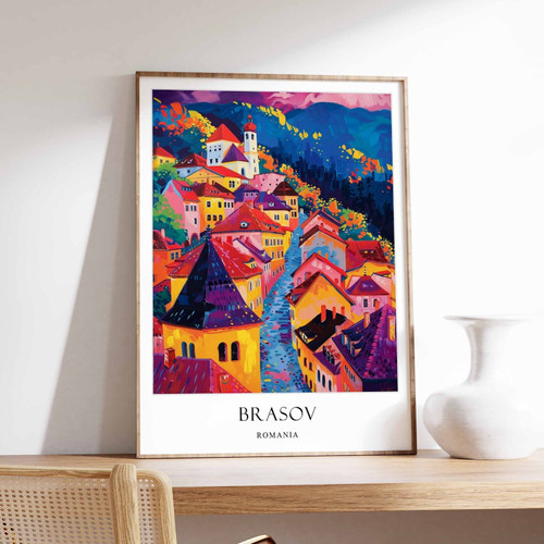 4_Brașov Poster, Romania Poster, Carpathian Mountains Poster, Medieval Poster, E