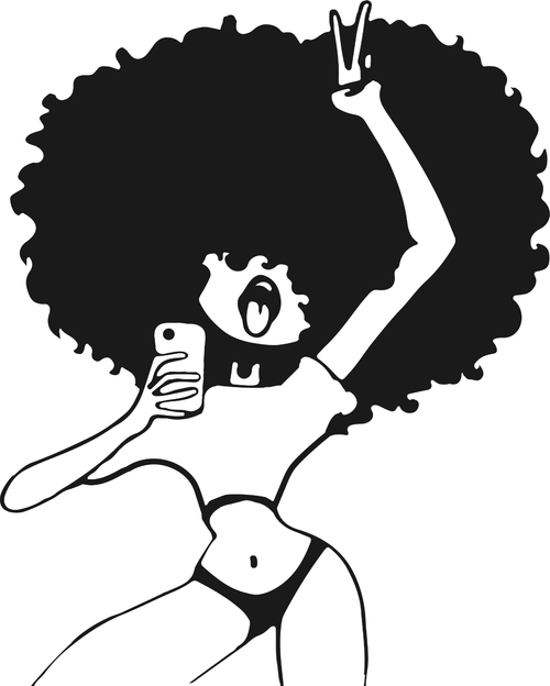 AFRO WOMAN TAKING SELFIE (2) Poster Canvas Movie Film Print A0 A1 A2 A3 A4 A5 A6