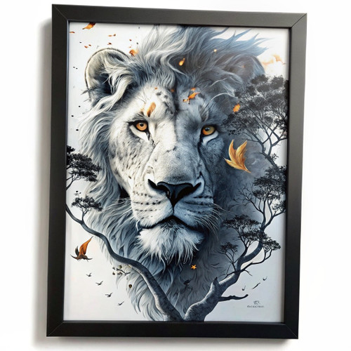 Majestic Lion Head Art Print Vibrant Wildlife Illustration Animal Wall Art (2) P