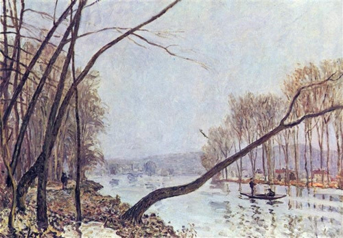 Alfred-Sisley-bank-in-the-autumn-1879 Poster Canvas Movie Film Print A0 A1 A2 A3