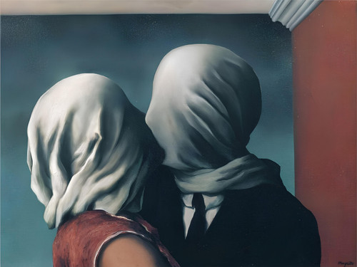 Rene Magritte - the-lovers- upscaled Poster Canvas Movie Film Print A0 A1 A2 A3