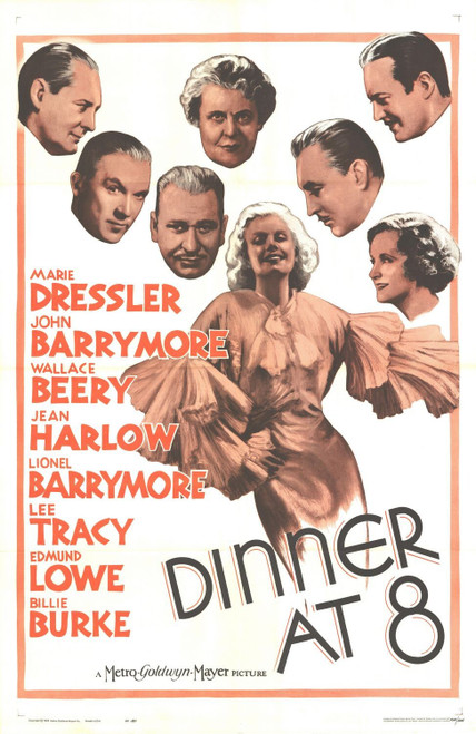 Dinner at Eight (1933)_0 Movie Film Poster Canvas iconic design
