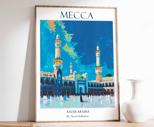 12_Mecca Print, Mecca Travel Poster, Saudi Arabia Poster, Islamic Decor, Middle