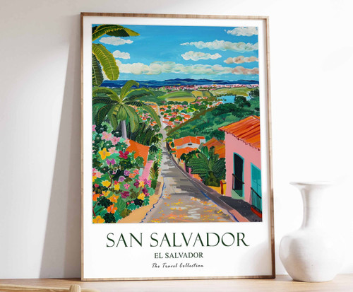 6_San Salvador Print, San Salvador Travel Poster, El Salvador Travel Poster, Car