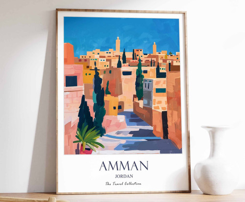 1_Amman Print, Amman Travel Poster, Jordan Travel Print, Islamic Decor, Gift for