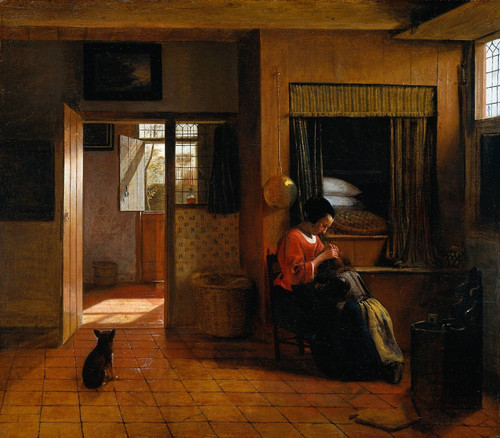 Hooch_Pieter_de_Interior_with_a_Mother_delousing_her_child-s_hair_known_as_-A_Mo