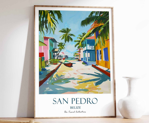 4_San Pedro Print, San Pedro Travel Poster, Belize Wall Art, Caribbean Travel Pr