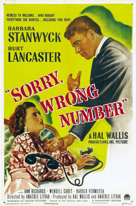 Sorry, Wrong Number (1948)_1 Poster Canvas Movie Film Print A0 A1 A2 A3 A4 A5 A6