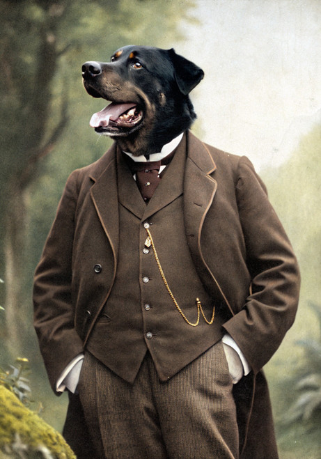 Noble Rottweiler – Elegant Victorian Dog Portrait Poster