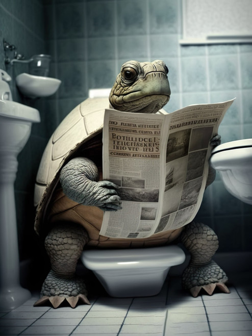 Tortoise on Toilet 3by4 Poster Canvas Funny Annimals Pritnt A0 A1 A2 A3 A4 A5 A6