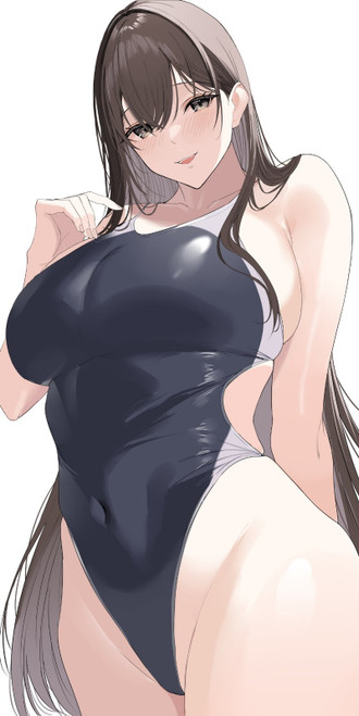 Navy Blue Competition Swimsuit Anime E Girl Poster Canvas Movie Film Print A0 A1