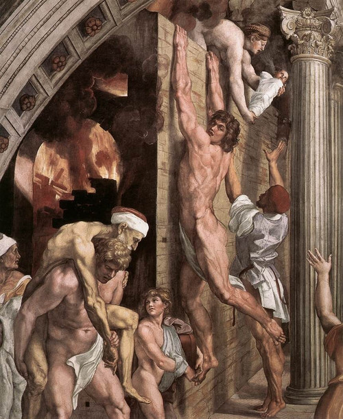 Raphael_The_Fire_in_the_Borgo_detail1 Poster Canvas Movie Film Print A0 A1 A2 A3