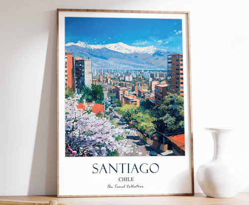 6_Santiago Poster, Santiago Travel Print, Chile Travel Art, Tropical Decor, Flor