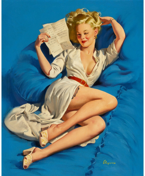 Gil Elvgren - Pinup Girl - He Thinks I am Too Good to Be True 1947 Poster Canvas