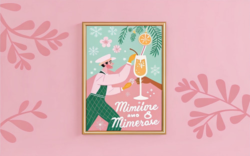 Mistletoe Mimosas Christmas Cheers Art Print - Unframed A6 A5 A4 A3 A1 - Y2K Re