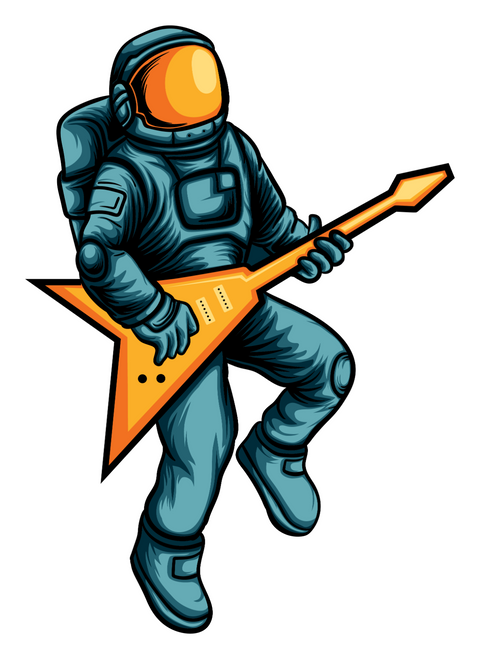 217. Astronaut playing guitar sticker Fun Gift Poster Canvas Print A0 A1 A2 A3 A