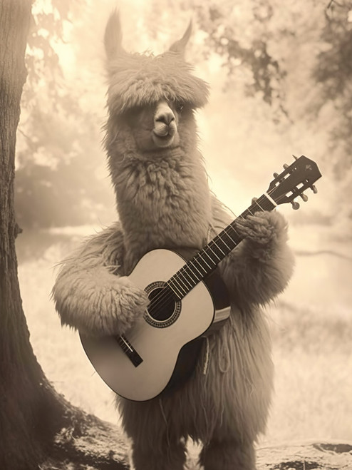 Alpaca Playing Guitar-4--3by4 Poster Canvas Funny Annimals Pritnt A0 A1 A2 A3 A4