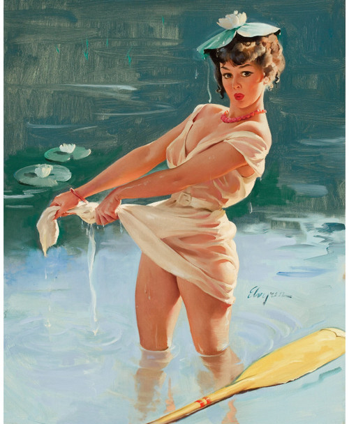Gil Elvgren - Pinup Girl - Upsetting Upset 1969 Poster Canvas Movie Film Print A