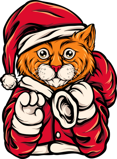 196. Santa Cat Poster Canvas Movie Film Print A0 A1 A2 A3 A4 A5 A6 Art Wall Deco