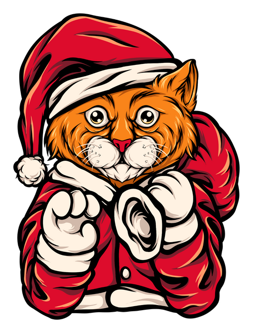 196. Santa Cat Sticker Poster Canvas Movie Film Print A0 A1 A2 A3 A4 A5 A6 Art W