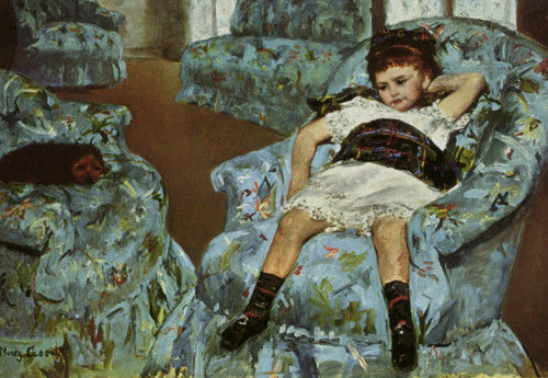 1878 Mary Cassatt Jeune fille dans un fauteuil bleu American painting Poster Can