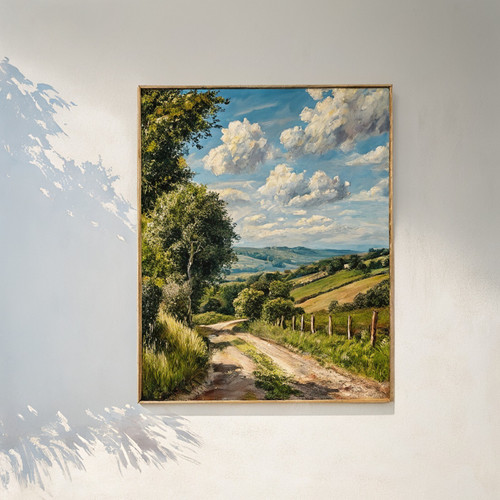 Peaceful countryside wall art print - nature landscape scene decor rural English