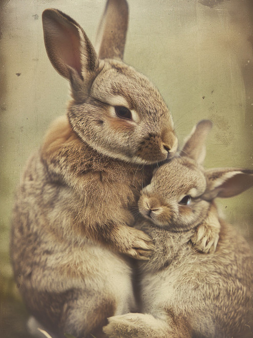 MamaBabyBunny-3-3by4 Poster Canvas Funny Annimals Pritnt A0 A1 A2 A3 A4 A5 A6