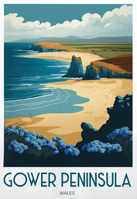 0_Gower Peninsula Travel Print Wall Art Gower Peninsula Travel Poster Gift For W