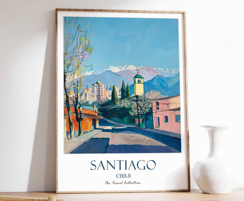 13_Santiago Poster, Santiago Travel Print, Chile Travel Art, Tropical Decor, Flo