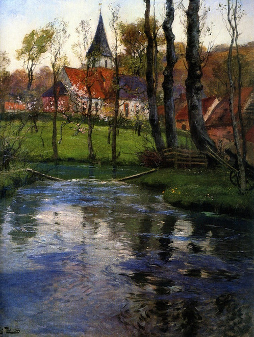 Frits_Thaulow_The_Old_Church_by_the_River Poster Canvas Movie Film Print A0 A1 A