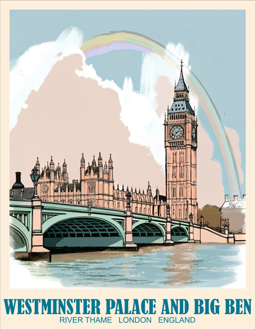 Westminster Palace Big Ben River Thame London 1 Poster Canvas Movie Film Print A