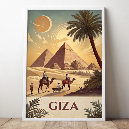Exquisite Giza Egypt Travel Poster - Pyramids and Sphinx Art Print Poster Canvas
