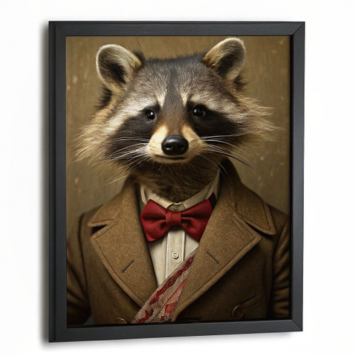 Vintage Racoon Wall Art Gentleman Racoon Print Cute Racoon In Bowtie Art Gift (3