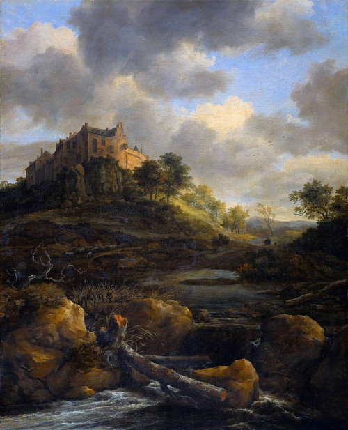 RuisdaelvanJacob-Castle_Bentheim-Sun Poster Canvas Movie Film Print A0 A1 A2 A3