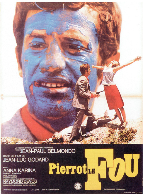 Pierrot Le Fou -French 1965 Poster Canvas Movie Film Print A0 A1 A2 A3 A4 A5 A6