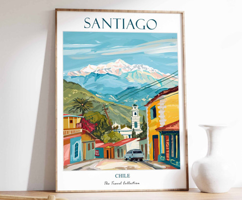 3_Santiago Poster, Santiago Travel Print, Chile Travel Art, Tropical Decor, Flor