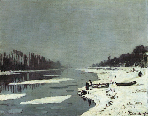 Monet- Ice the Seine at Bougival Poster Canvas Movie Film Print A0 A1 A2 A3 A4 A
