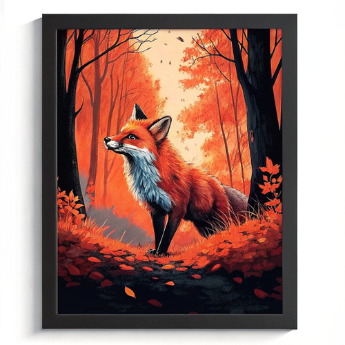 Fox Wall Art Painting Of A Fox In A Forest Animal Print Artwork Fox Gift For Her
