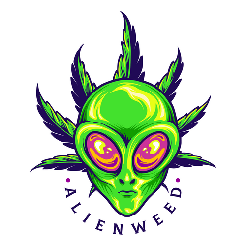 Alien Weed Cannabis Leaf Cartoon Fun Gift Poster Canvas Print A0 A1 A2 A3 A4 A5