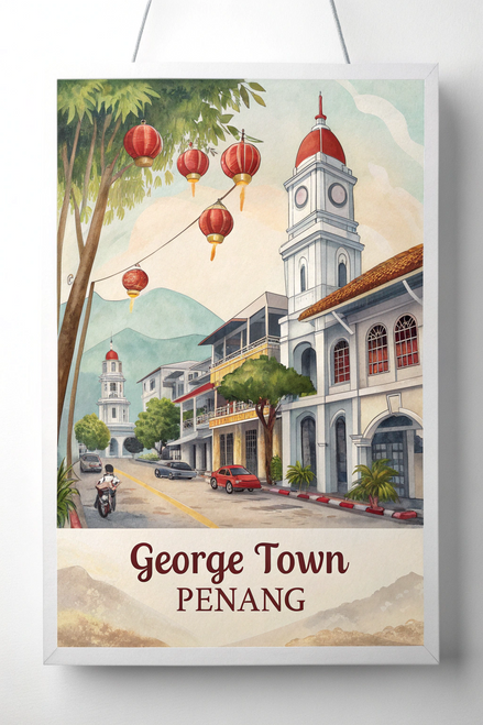 George Town, Penang - Vibrant Heritage Travel Poster Art Print Poster Canvas Mov
