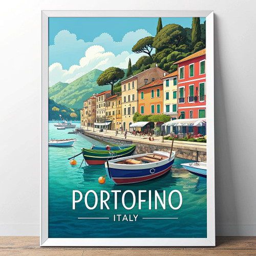 Exotic Portofino Italy Travel Poster - Picturesque Harbor Art Print Poster Canva Exotic Portofino Italy Travel Poster - Picturesque Harbor Art Print Poster Canva