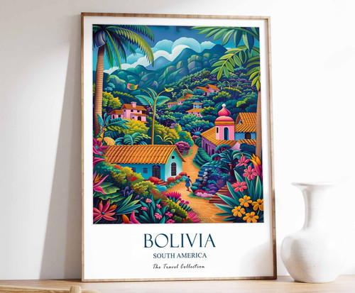 1_Bolivia Print, Bolivia Travel Poster, Latin Travel Print, Tropical Decor, Bota