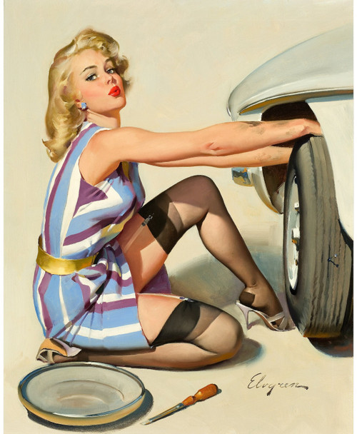 Gil Elvgren - Pinup Girl - Quick Change 1967 Poster Canvas Movie Film Print A0 A