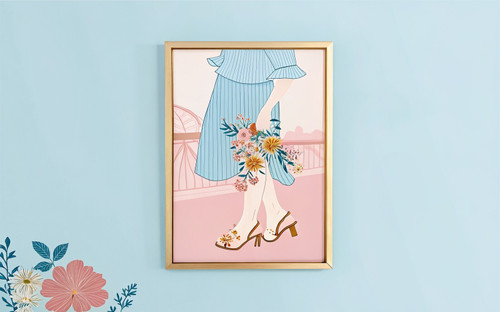 Country Girl At Dusk Wildflower Bloom Art Print - Unframed A6 A5 A4 A3 A2 A1 - B Country Girl At Dusk Wildflower Bloom Art Print - Unframed A6 A5 A4 A3 A2 A1 - B